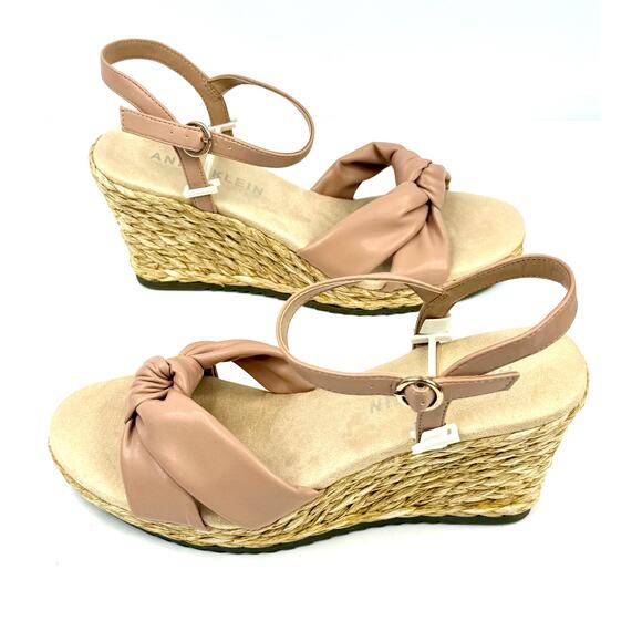 Anne Klein Wheatley Ankle Strap Espadrille Wedge Sandals Size 8.5M Nude NWT/Box - Picture 4 of 7